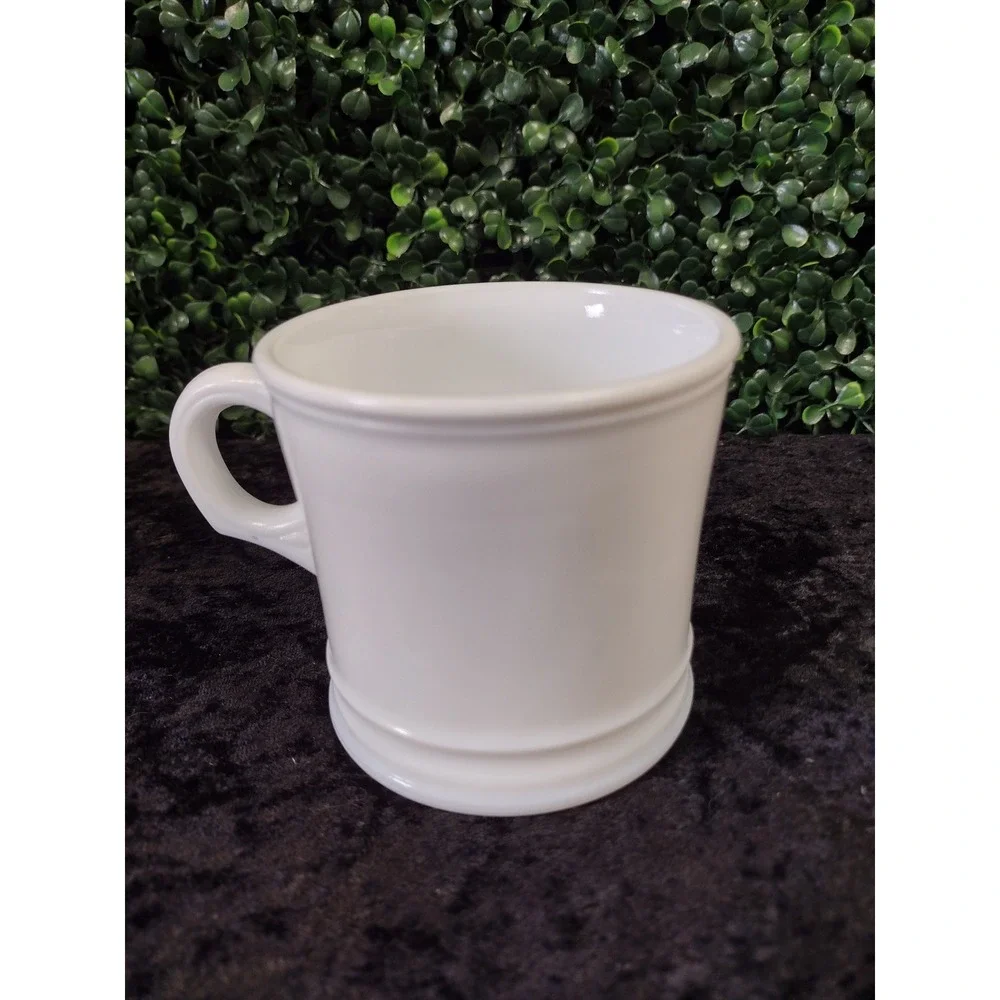 Vintage Surrey Milk Glass Shaving Mug 1903 Oldsmobile Blue Graphic Made in USA